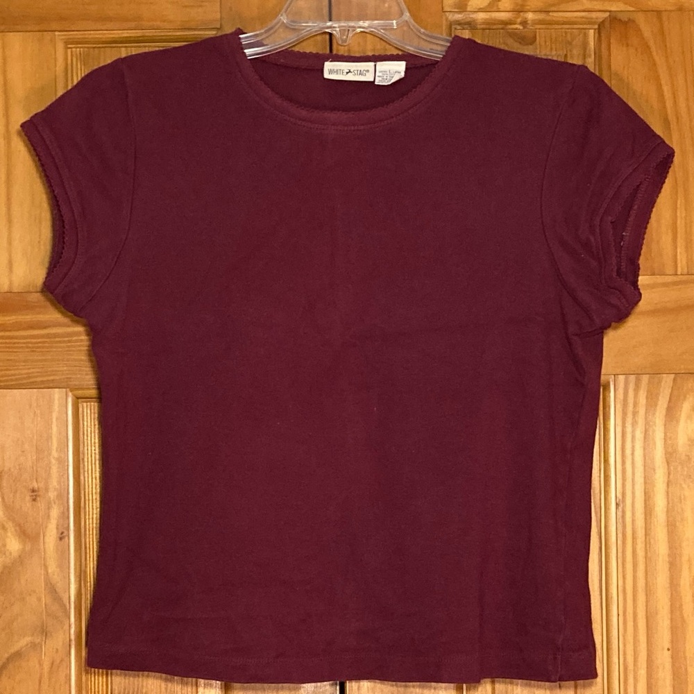 GUC White Stag Vintage 90s Top Short Sleeve Blouse Red Size L Large